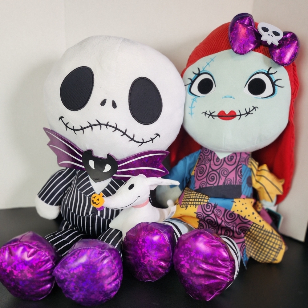 RARE DISNEY Jumbo Nightmare Before Christmas Jumbo Jack and Sally Zero Plush